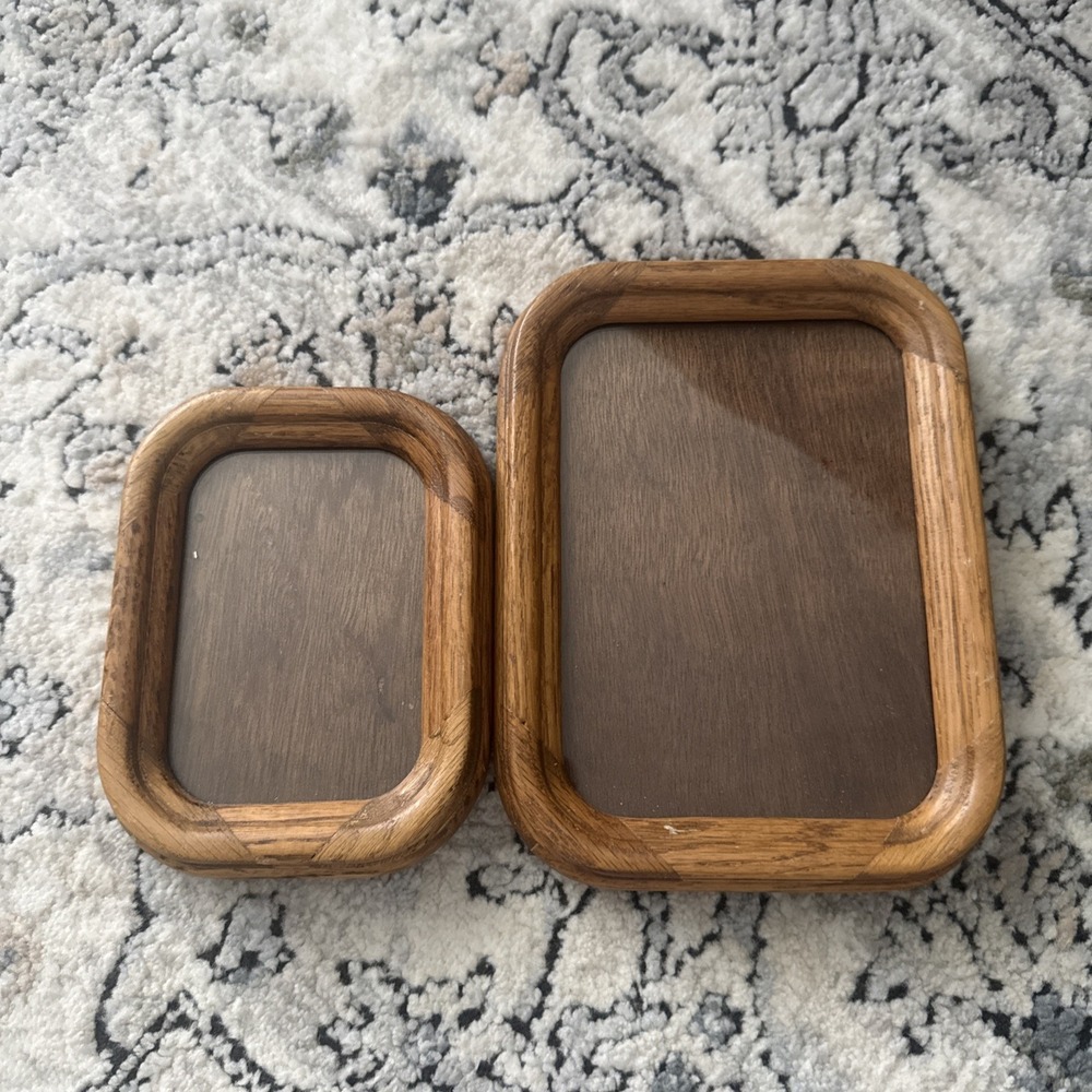 Vintage 5x7  & 3x5 Wood Round Edge Boho 90s Y2K Easel Back Picture Frame